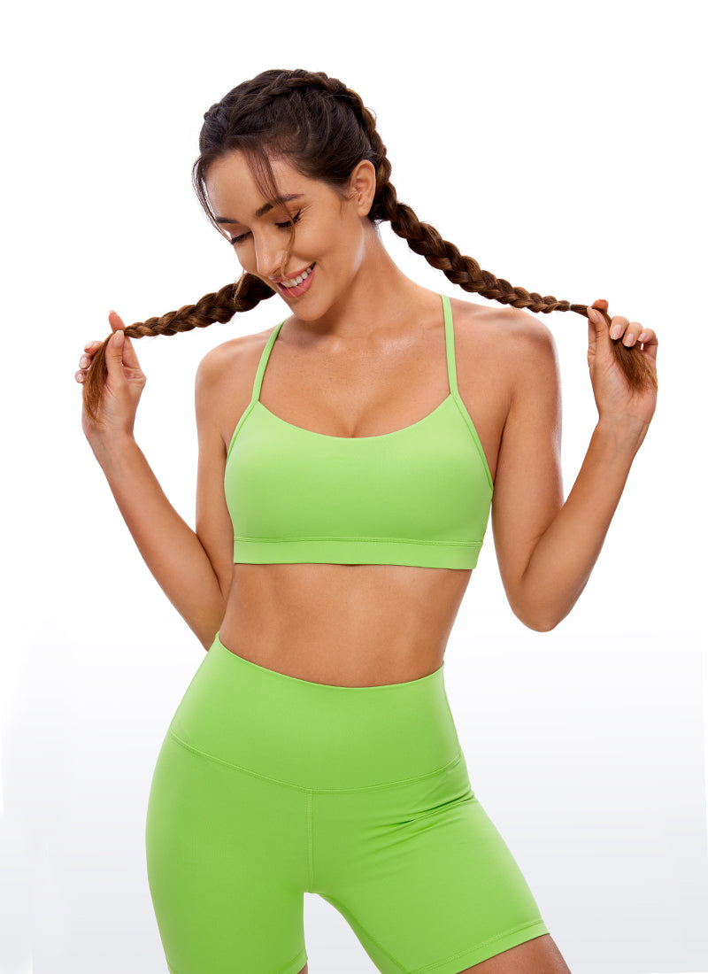 CRZ YOGA Bra Olahraga Yoga Wanita dengan Dukungan Ringan, Model " Butterluxe ", Punggung Berbentuk Y, Warna Green Glow