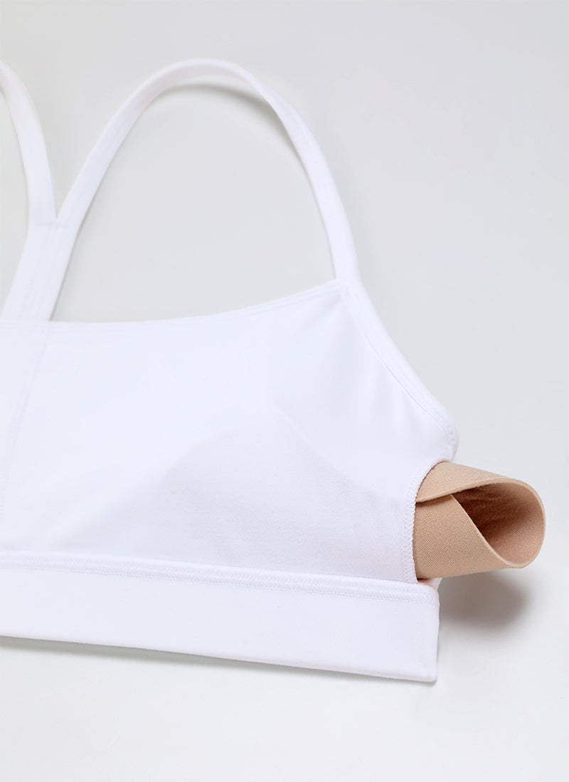 CRZ YOGA Bra Olahraga Yoga Wanita dengan Dukungan Ringan, Model " Butterluxe ", Punggung Y, Warna Putih