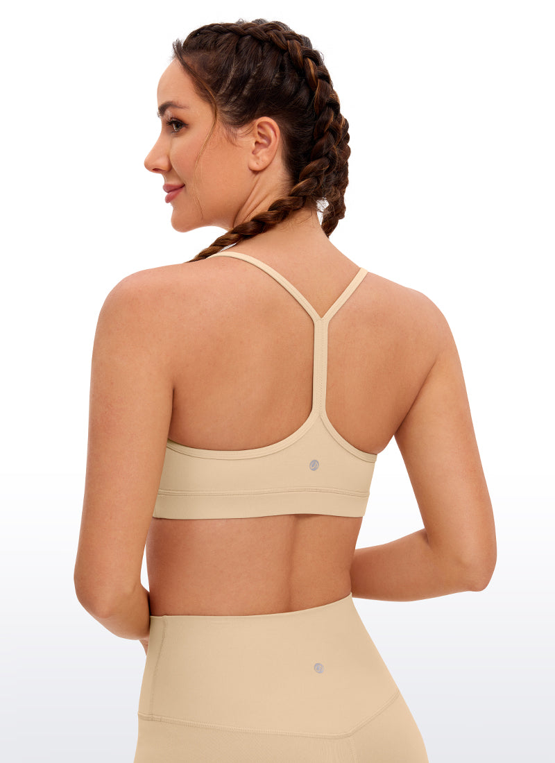 CRZ YOGA Bra Olahraga Yoga Wanita dengan Dukungan Ringan, Model " Butterluxe ", Punggung Y, Warna Tan Milkshake