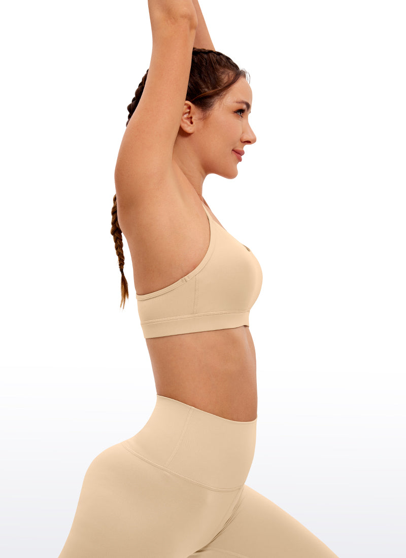 CRZ YOGA Bra Olahraga Yoga Wanita dengan Dukungan Ringan, Model " Butterluxe ", Punggung Y, Warna Tan Milkshake