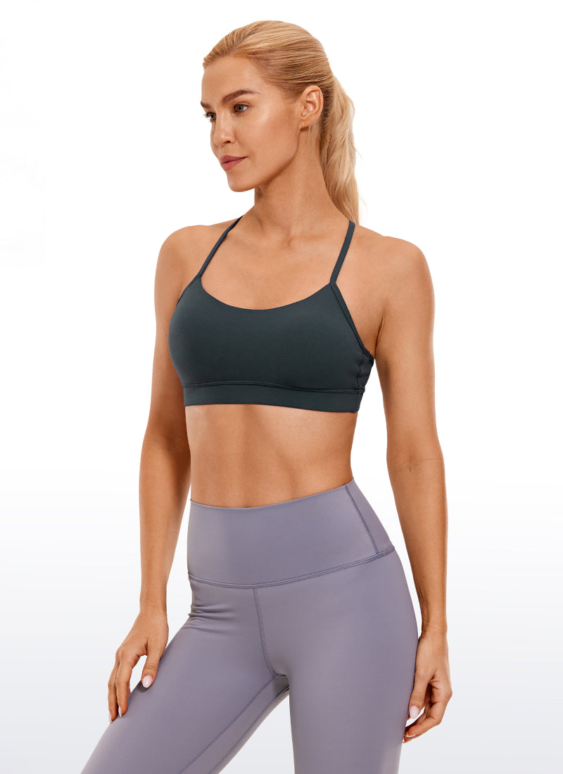 CRZ YOGA Bra Olahraga Yoga Wanita dengan Dukungan Ringan, Model " Butterluxe ", Punggung Berbentuk Y, Warna Hijau Tua