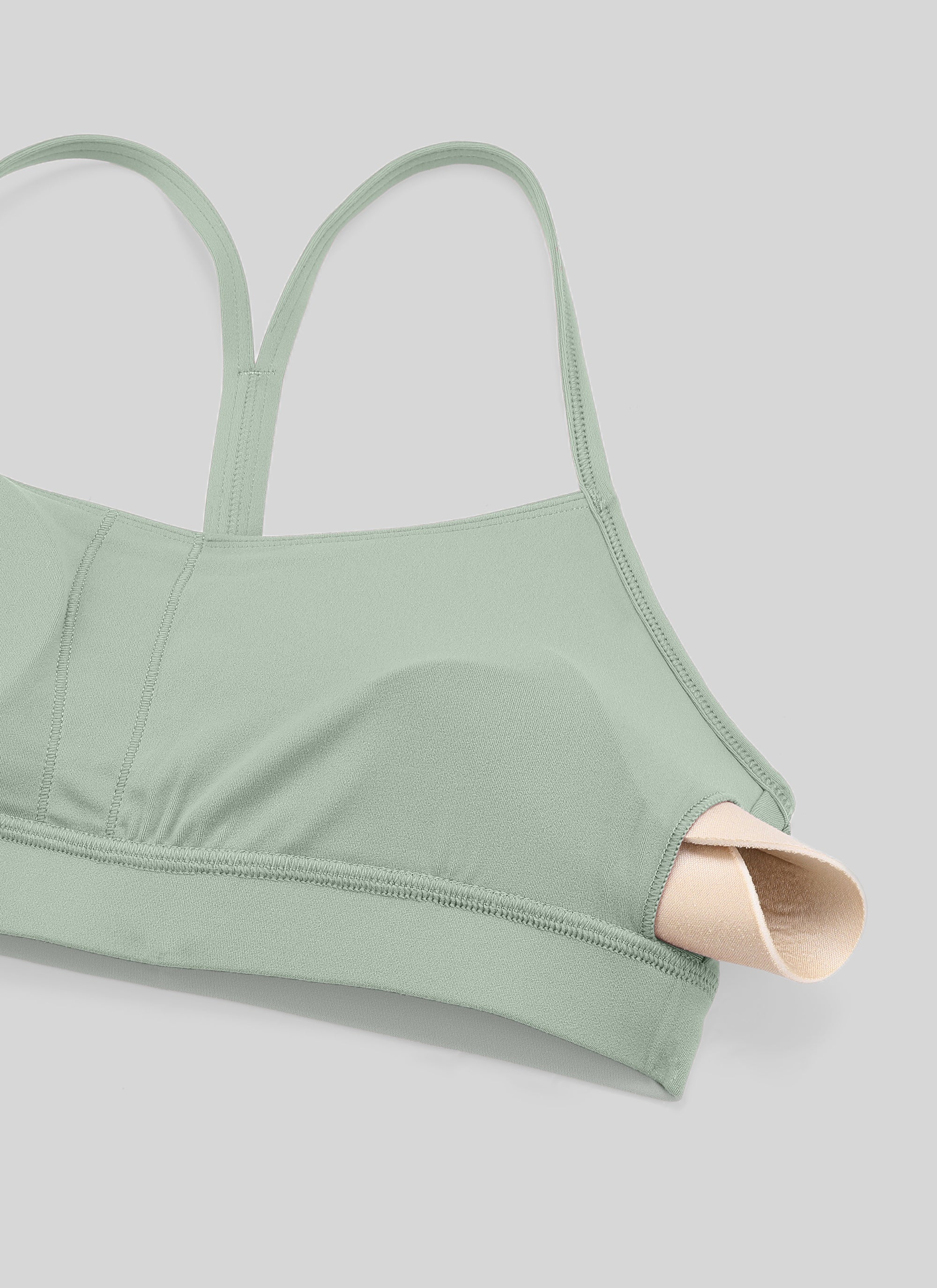 CRZ YOGA Bra Olahraga Yoga Wanita dengan Dukungan Ringan, Model " Butterluxe ", Punggung Y, Warna Hijau Palm Court