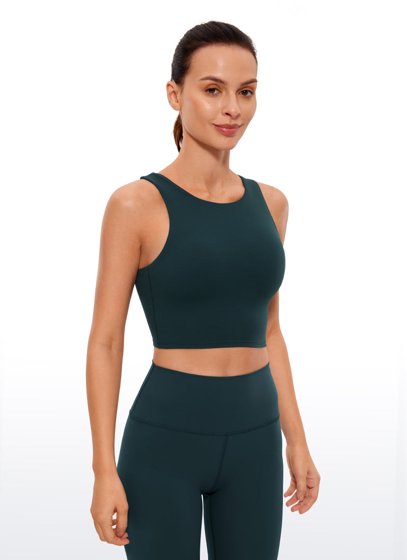 CRZ YOGA  Women's Yoga Low Support Butterluxe Tank High Neck Racerback Forest Dark Green