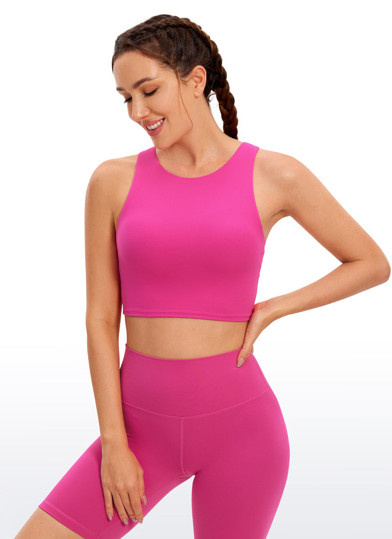 CRZ YOGA  Women's Yoga Low Support Butterluxe Tank High Neck Racerback Hibiscus Purple
