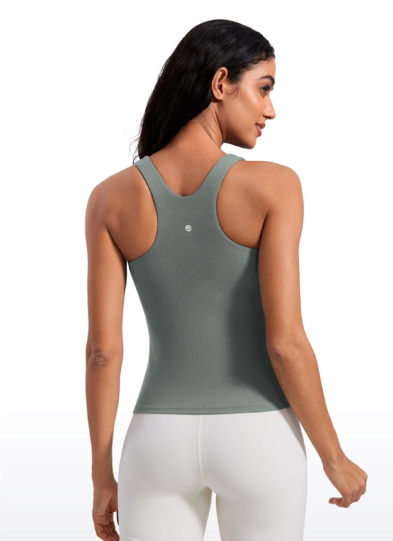 Tank Top Wanita CRZ YOGA Butterluxe Built-in Bra High Neck Racerback Grey Sage