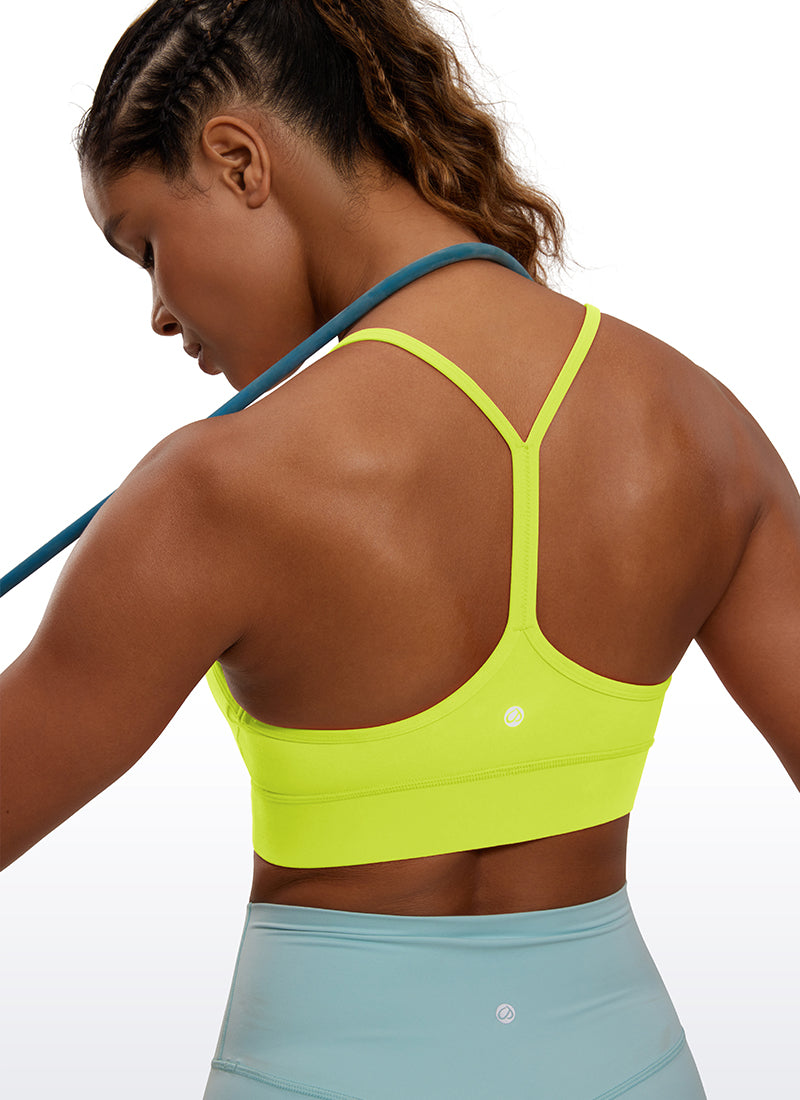 CRZ YOGA Women's Yoga Light Support Butterluxe Longline Bra Y-Back Neon Yellow