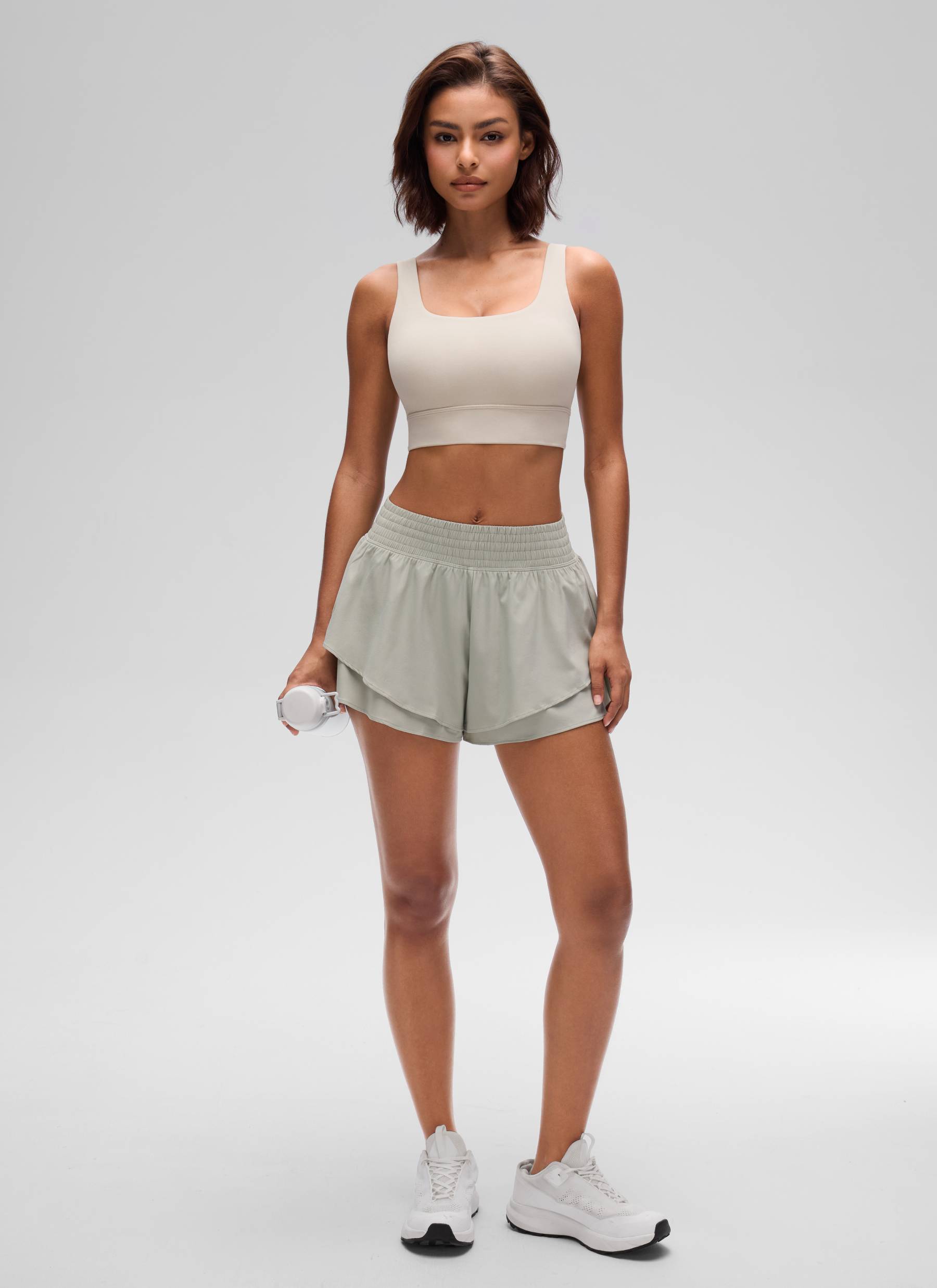 CRZ YOGA Women's Yoga Low Support Butterluxe Sport Bra U Back Longline Mojave Tan