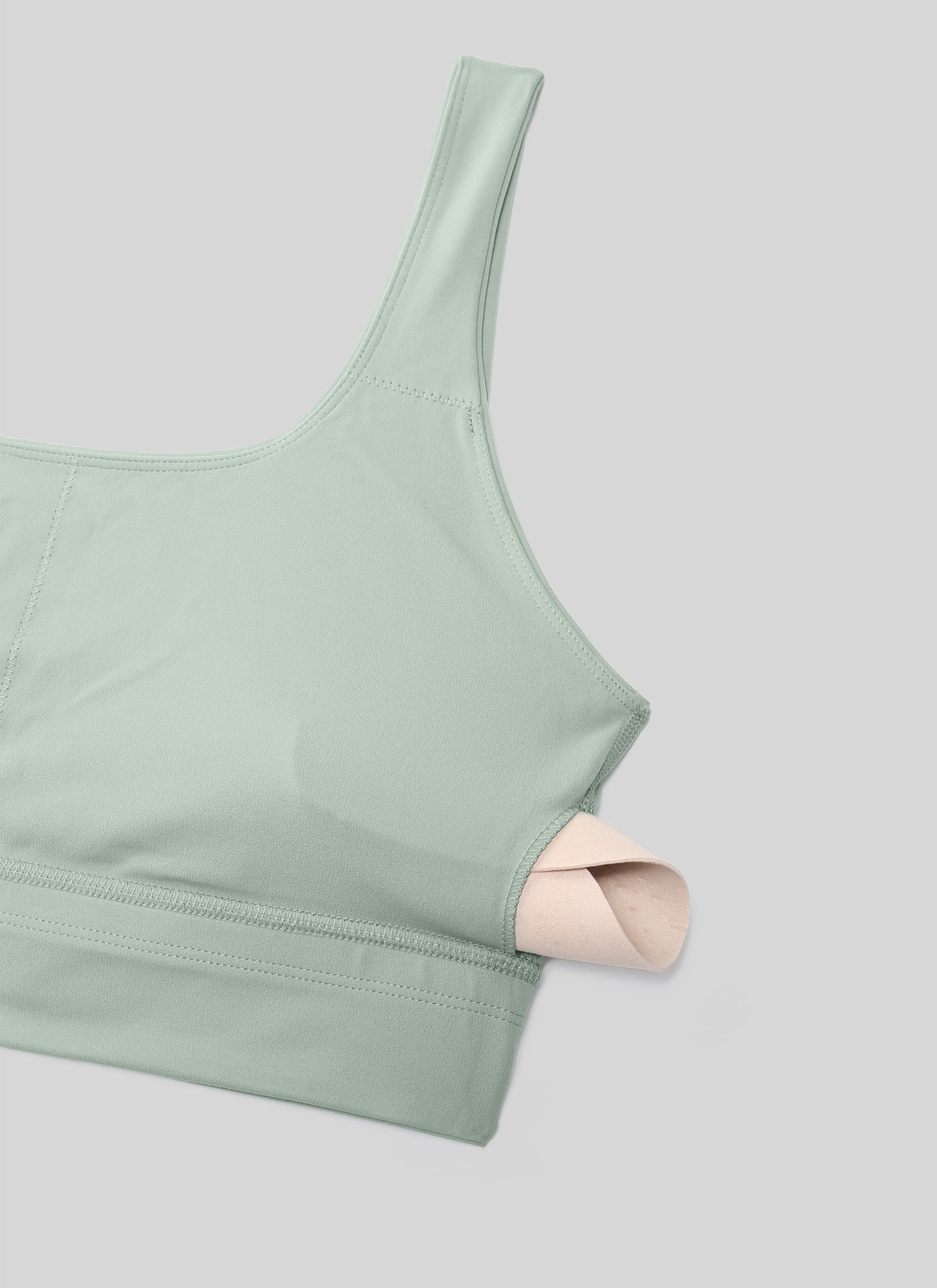 CRZ YOGA Women's Yoga Low Support Butterluxe Sport Bra U Back Longline Green Palm Court