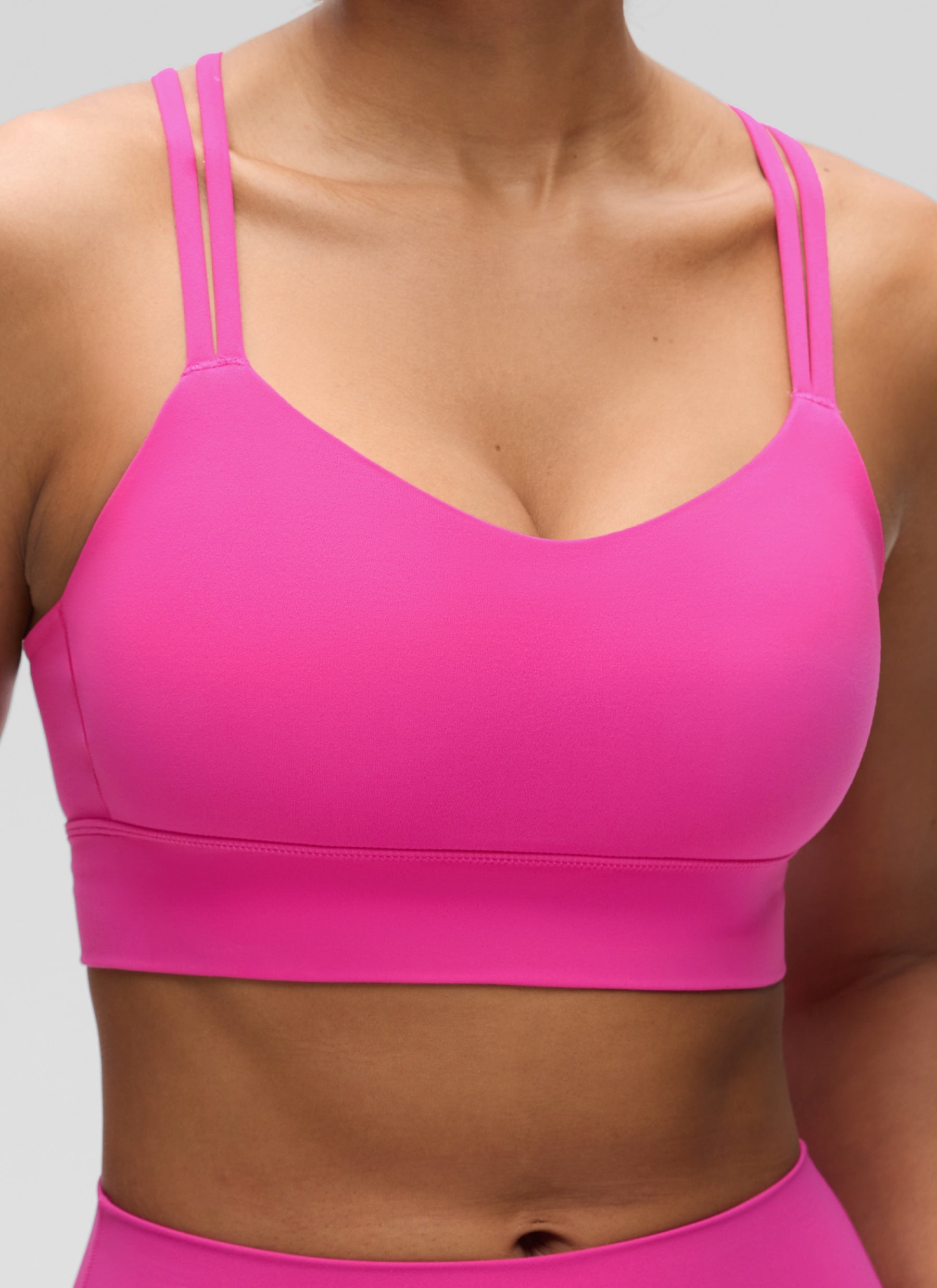 CRZ YOGA Womens Butterluxe Strappy Longline Criss Cross Molded Cup Bra Hibiscus Purple