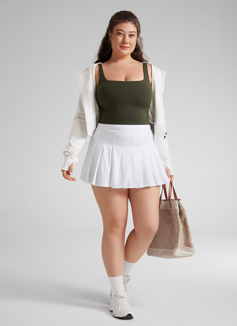 CRZ YOGA Bra Yoga Wanita Dampak Rendah dengan Desain " Butterluxe " dan Leher Persegi, Warna Hijau Zaitun