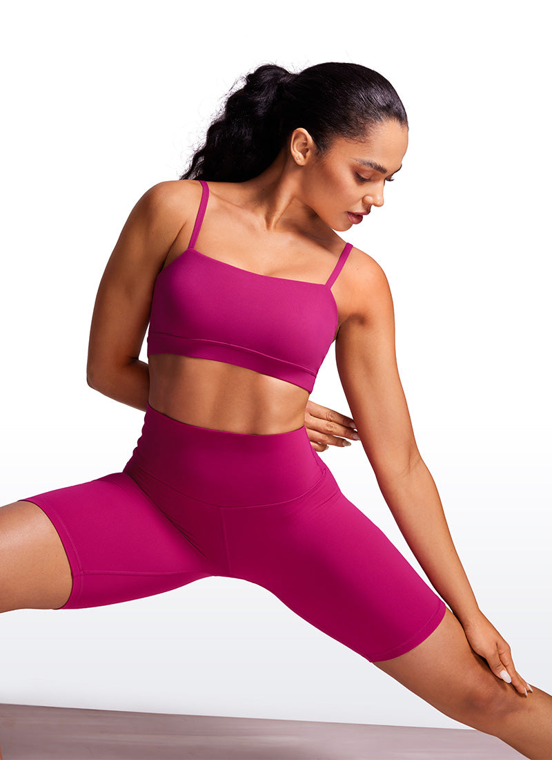 CRZ YOGA Womens Butterluxe  Adjustable Spaghetti Thin Strap Sports Bra Magenta Purple