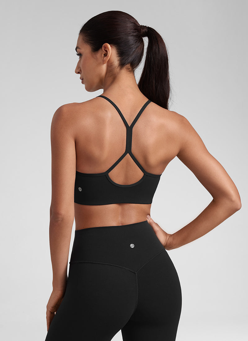 CRZ YOGA Bra Olahraga Y Racerback Leher Tinggi Butterluxe Tali Tipis Wanita Hitam