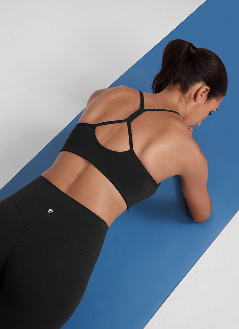 CRZ YOGA Bra Olahraga Y Racerback Leher Tinggi Butterluxe Tali Tipis Wanita Hitam