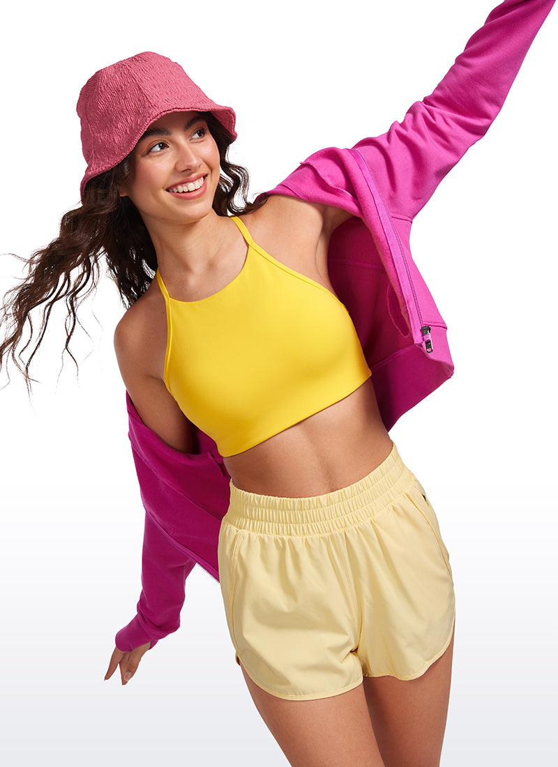 CRZ YOGA Butterluxe Bra Olahraga Wanita High Neck Y Racerback Tali Tipis High Visibility Yellow