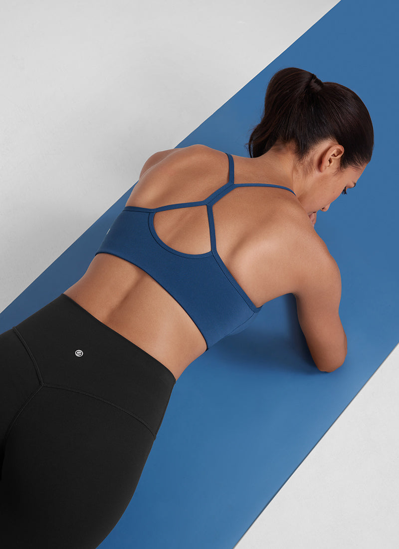 CRZ YOGA Bra Olahraga Y Racerback Leher Tinggi Butterluxe Tali Tipis Wanita French Navy