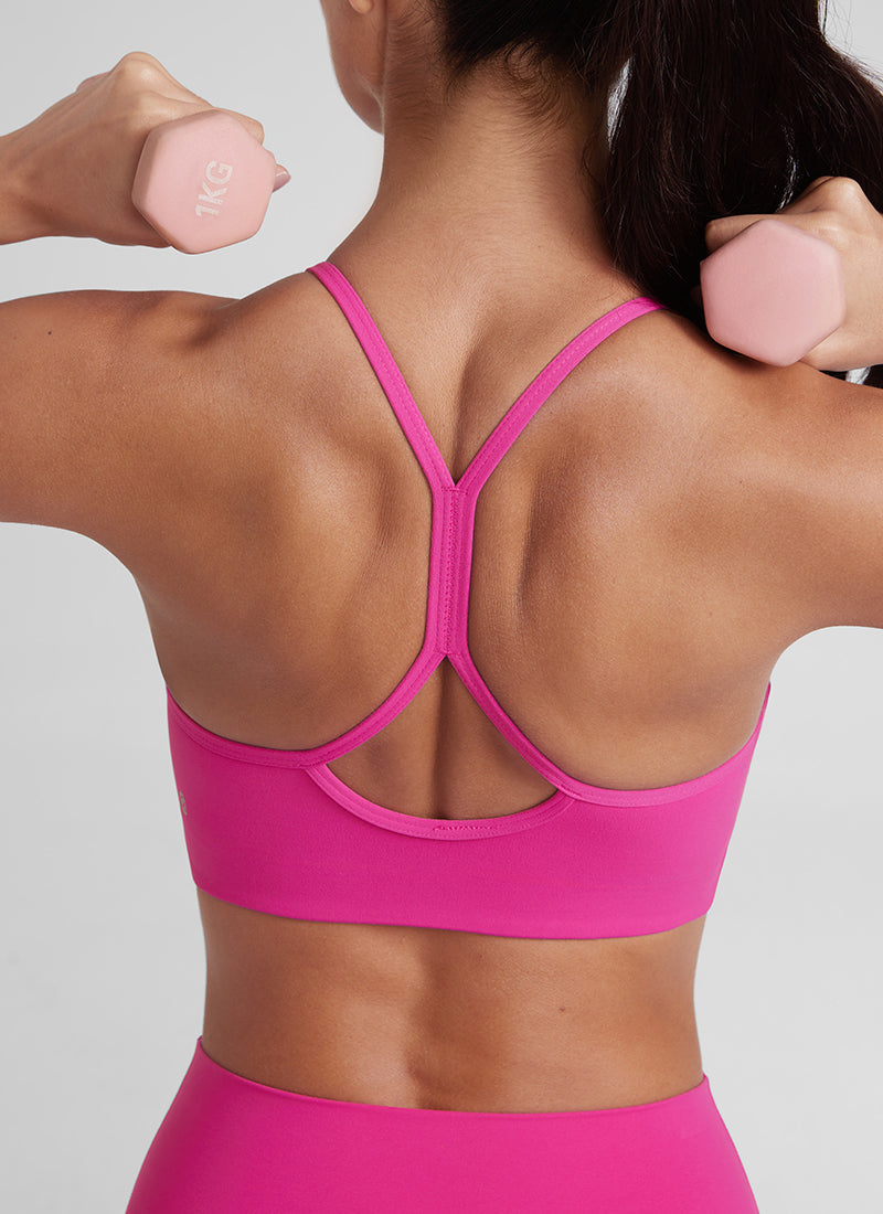 CRZ YOGA Bra Olahraga Y Racerback Leher Tinggi Butterluxe Tali Tipis Wanita Hibiscus Purple