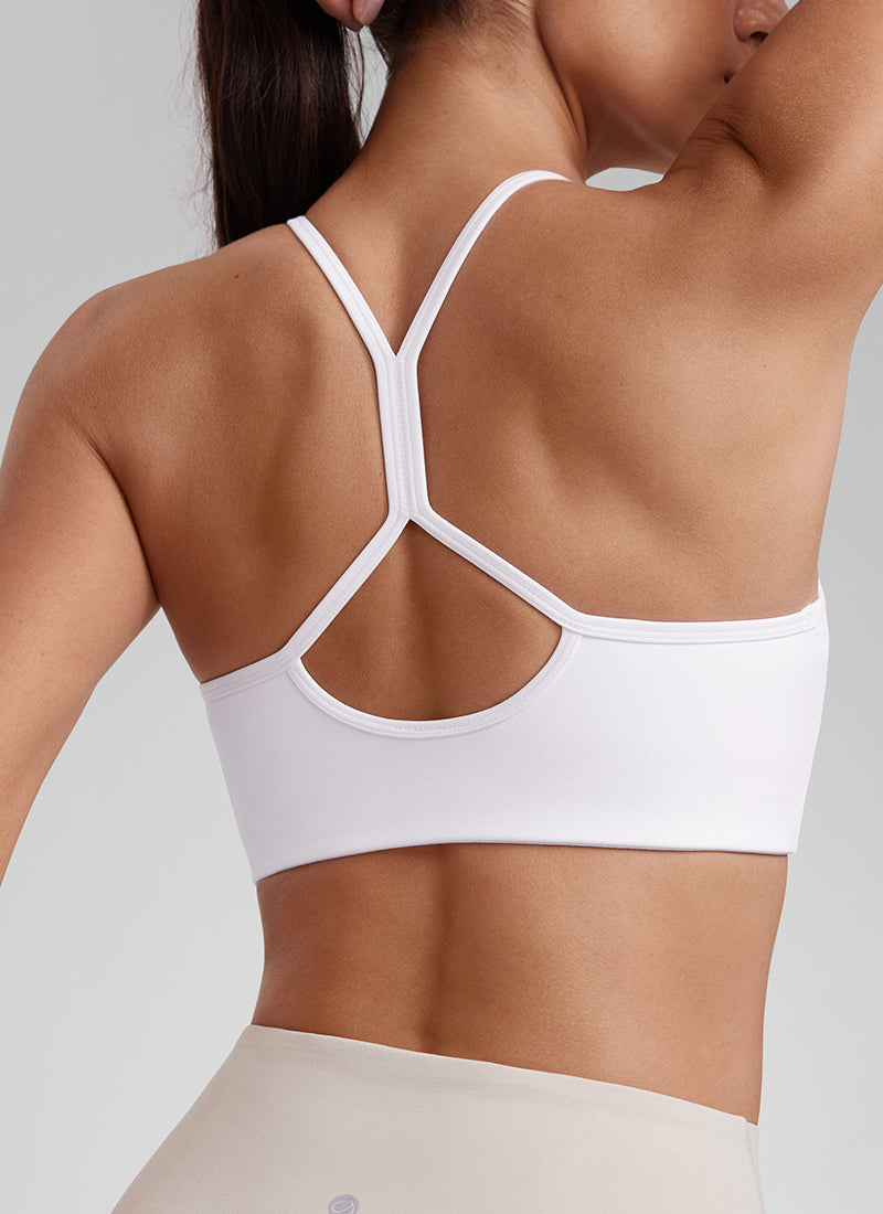 CRZ YOGA Bra Olahraga Y Racerback Leher Tinggi Butterluxe Tali Tipis Wanita Putih