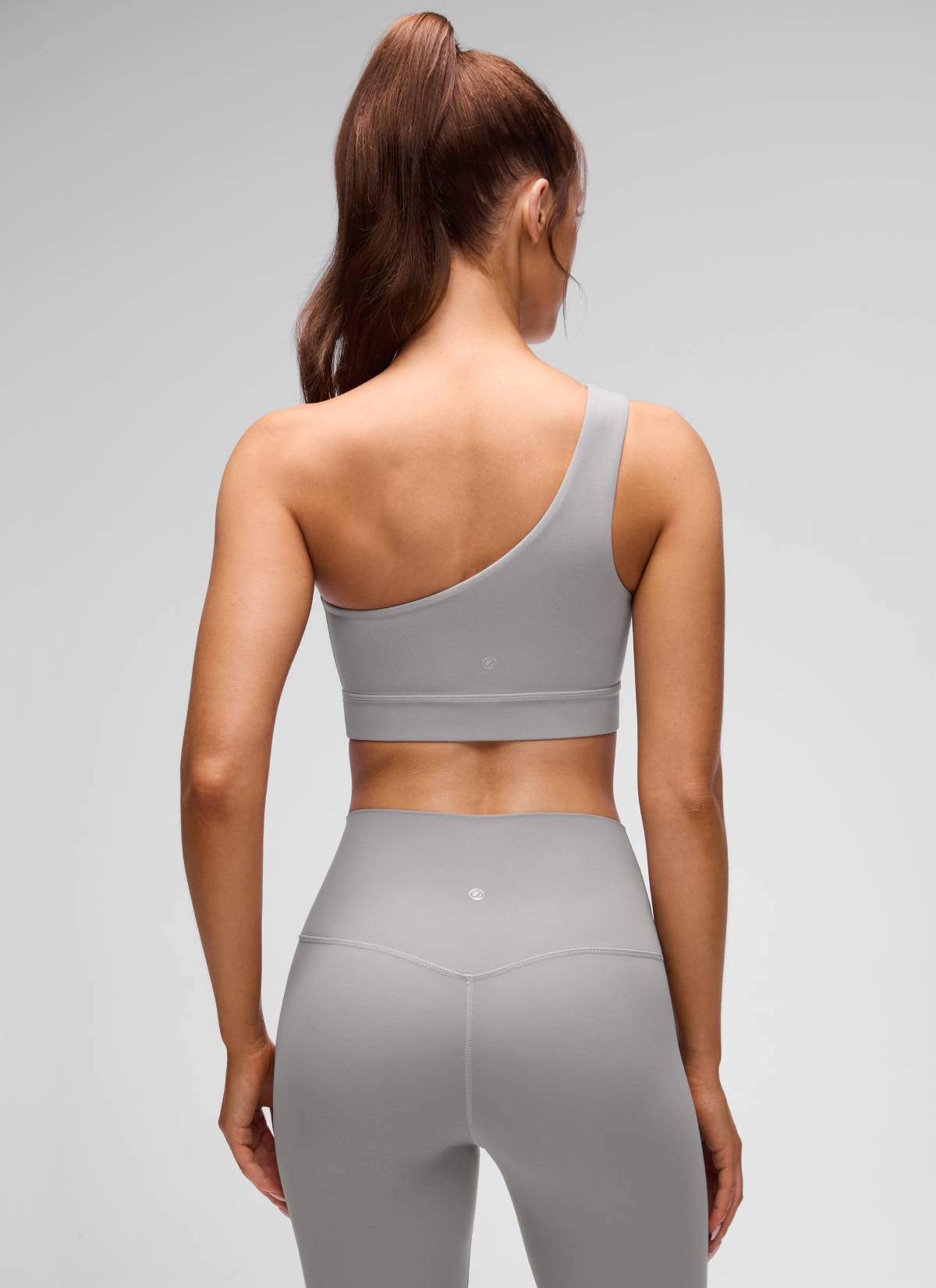 CRZ YOGA Butterluxe Bra Olahraga Wanita Satu Bahu Asimetris Berbantalan, Warna Abu-abu Gull