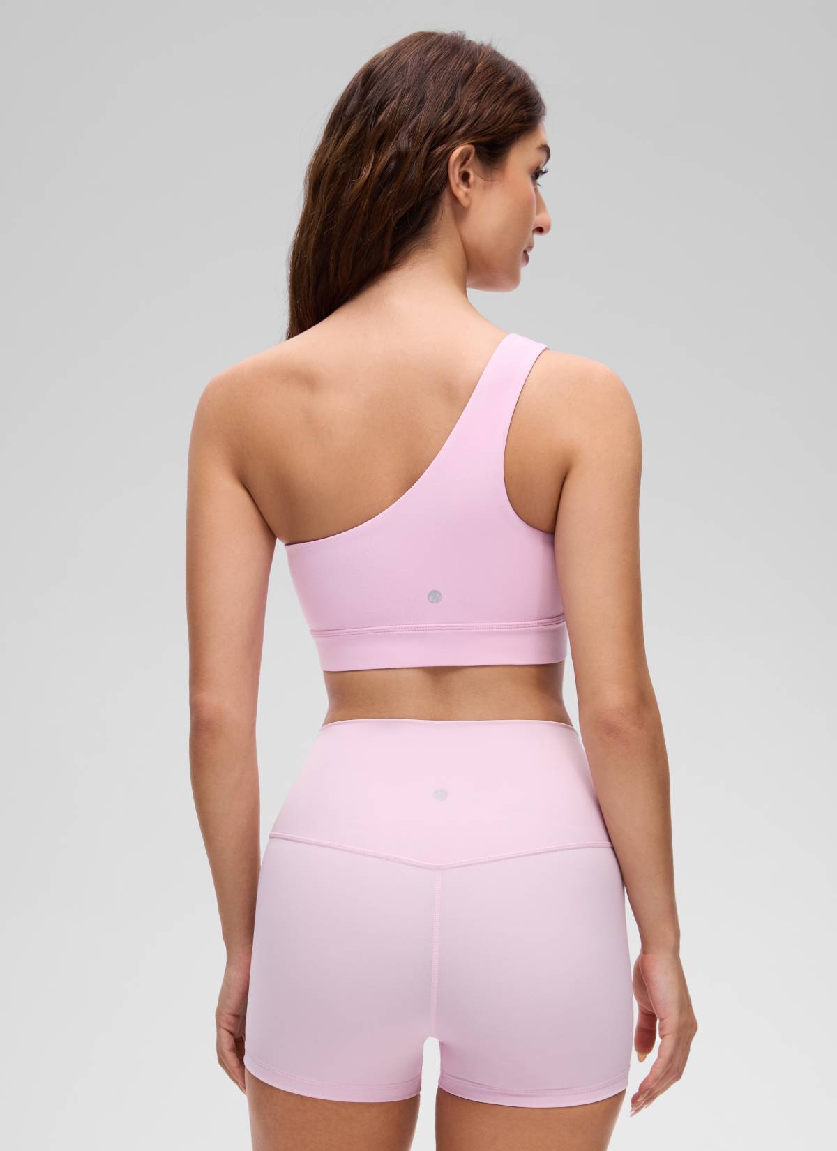 CRZ YOGA Butterluxe Bra Olahraga Wanita Satu Bahu Asimetris dengan Bantalan, Warna Vita Pink