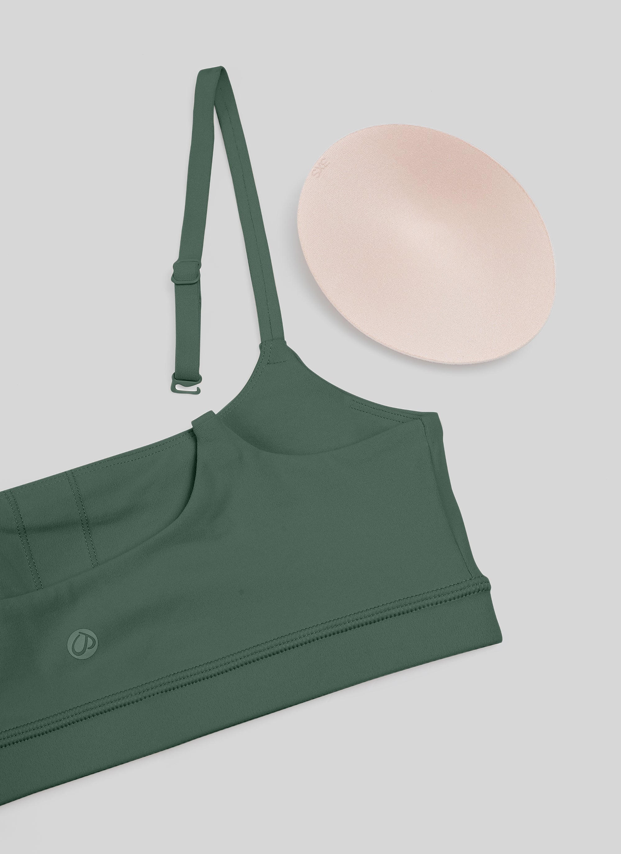 CRZ YOGA Bra Wanita dengan Tali Spaghetti yang Dapat Disesuaikan dan Leher Bulat, Model " Butterluxe ", Warna Hijau Hutan Gelap