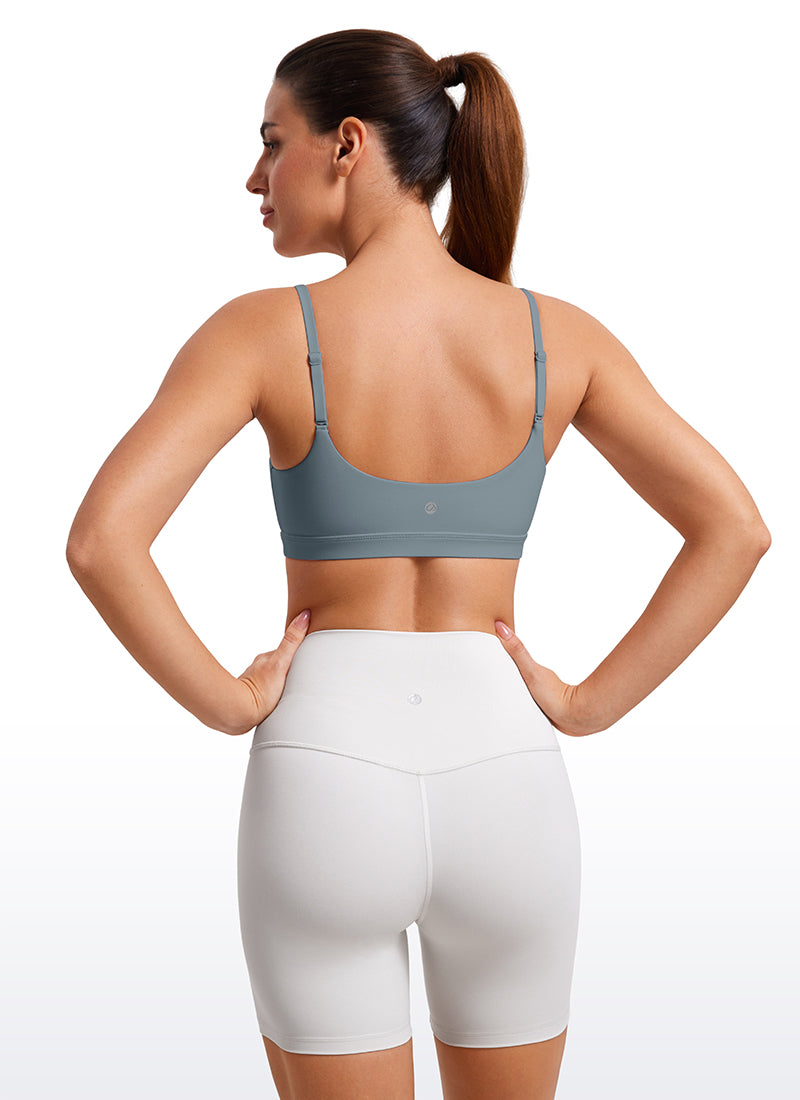 CRZ YOGA Bra Wanita dengan Tali Spaghetti yang Dapat Disesuaikan dan Leher Bulat, Model " Butterluxe ", Warna Biru Belgia