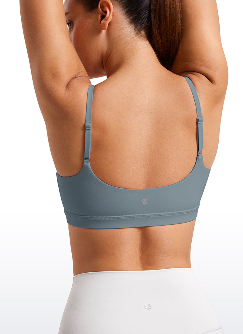 CRZ YOGA Bra Wanita dengan Tali Spaghetti yang Dapat Disesuaikan dan Leher Bulat, Model " Butterluxe ", Warna Biru Belgia