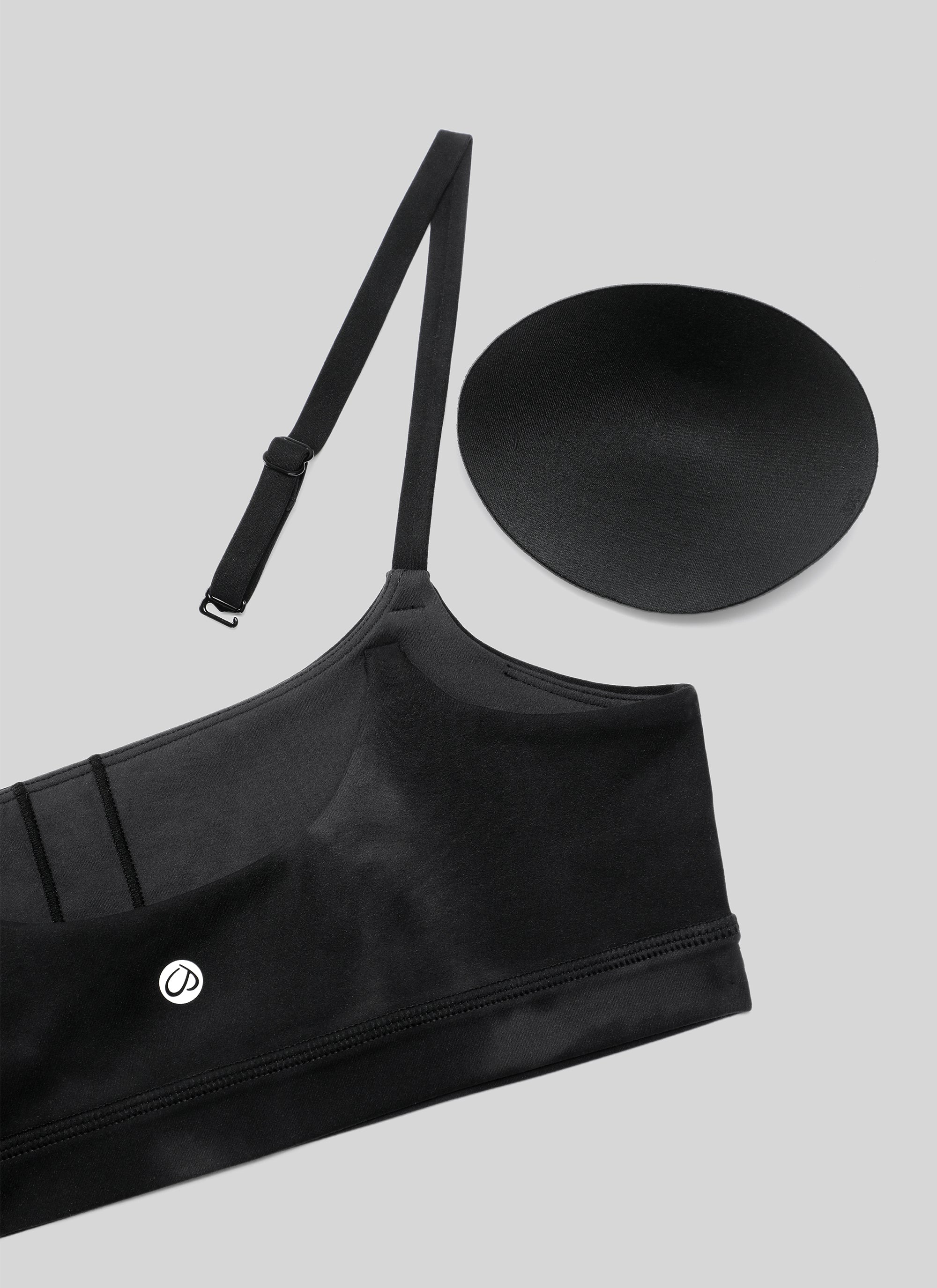 CRZ YOGA Bra Wanita dengan Tali Spaghetti yang Dapat Disesuaikan, Leher Bulat, dan Motif Tie-Dye Bunga-bunga Hitam ( Butterluxe )