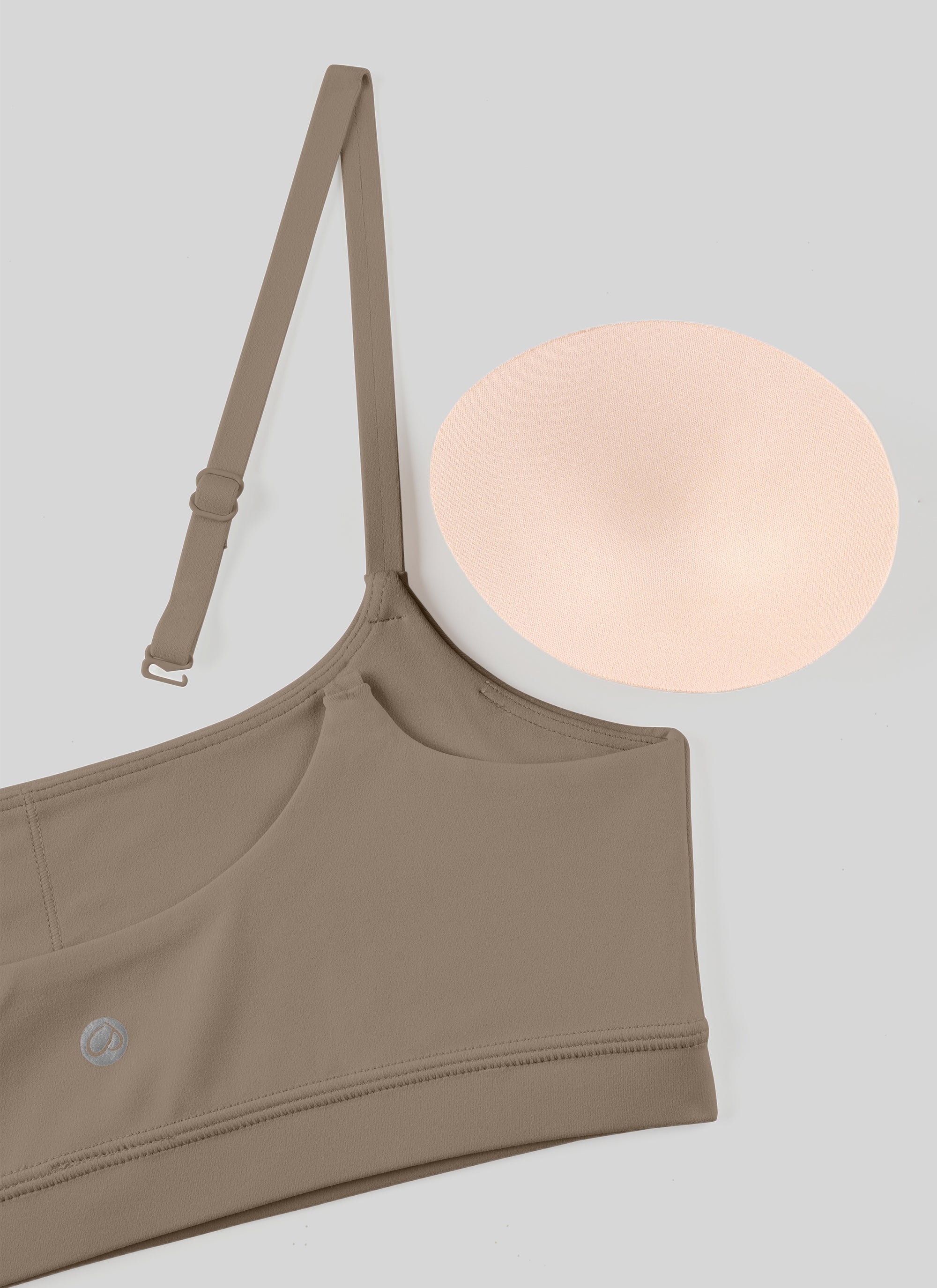 CRZ YOGA Bra Wanita dengan Tali Spaghetti yang Dapat Disesuaikan dan Leher Bulat, Model " Butterluxe ", Warna Nomad Grey
