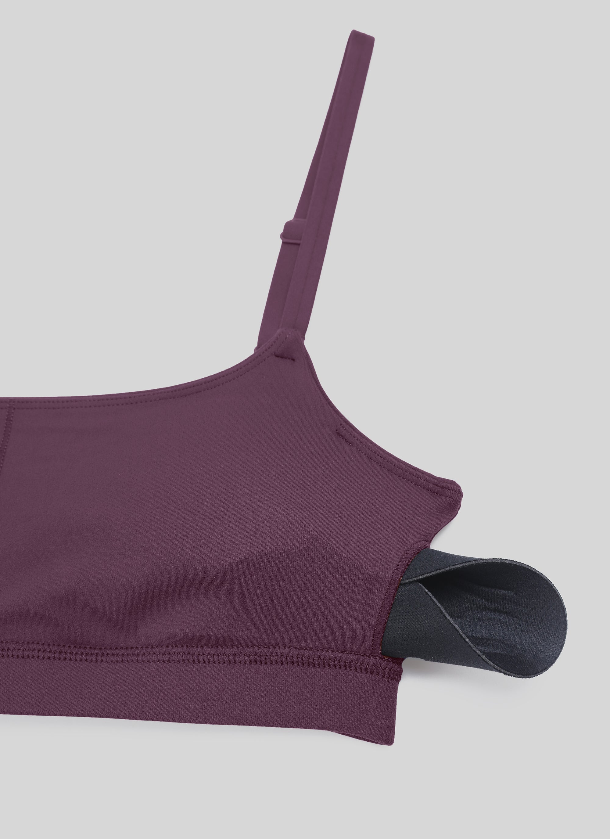 CRZ YOGA Bra Wanita dengan Tali Spaghetti yang Dapat Disesuaikan dan Leher Bulat, Model " Butterluxe ", Warna Ungu Grape Thistle