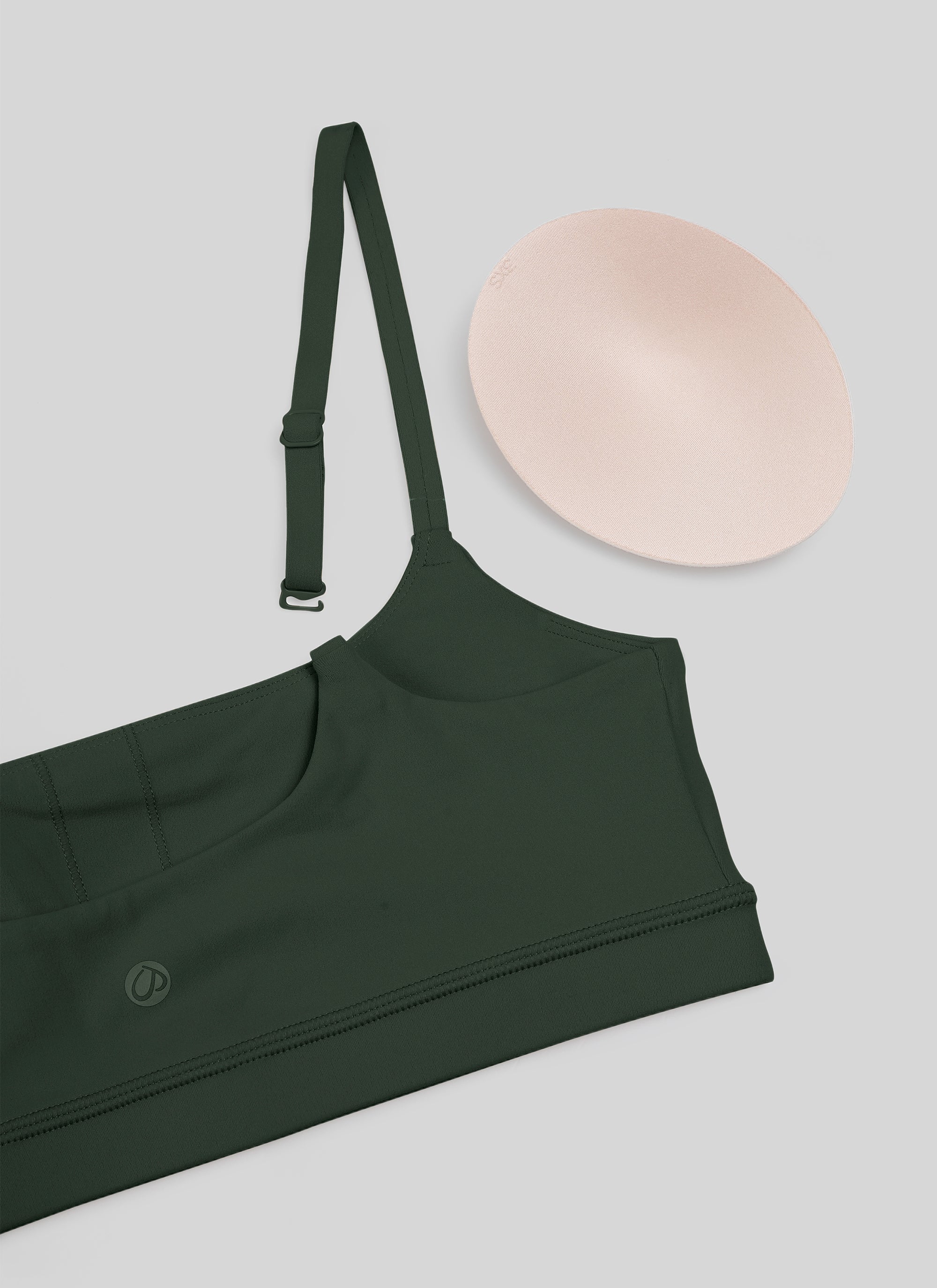 CRZ YOGA Bra Wanita dengan Tali Spaghetti yang Dapat Disesuaikan dan Leher Bulat, Model " Butterluxe ", Warna Legend Green
