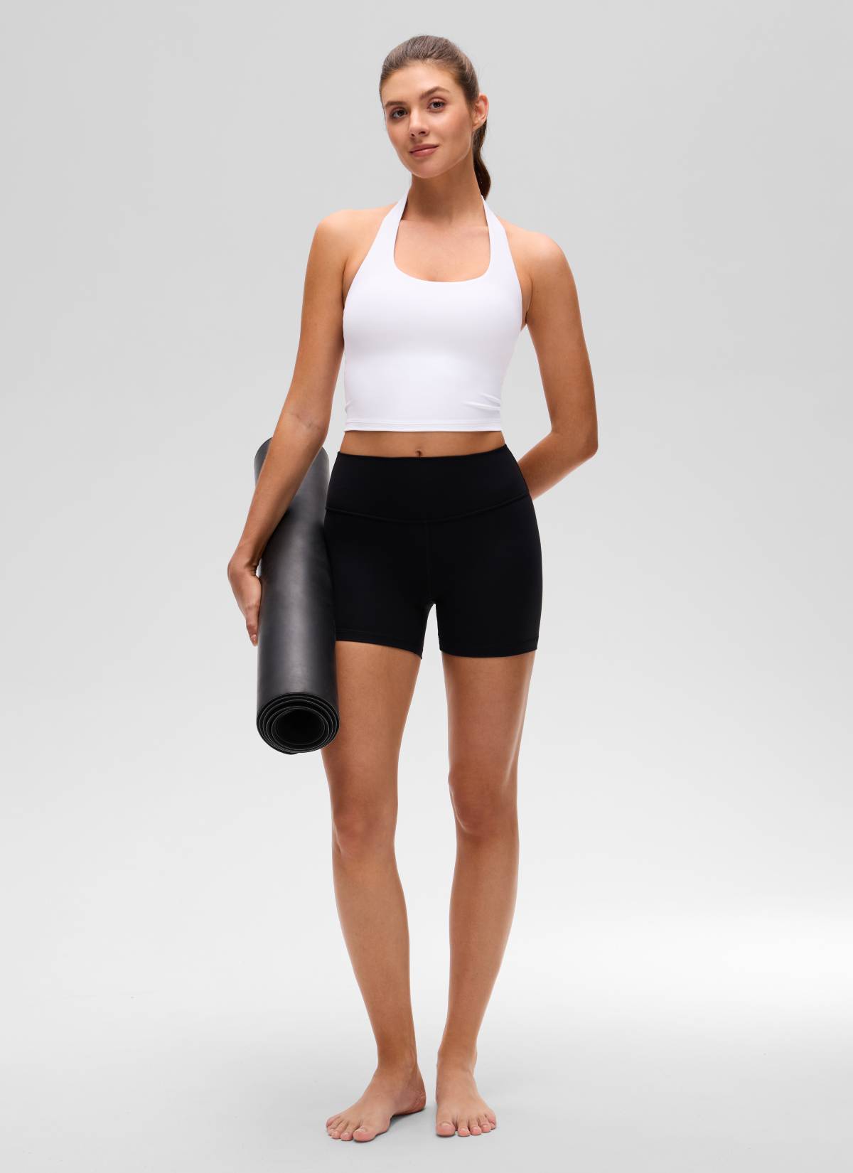 CRZ YOGA Bra Olahraga Halter Panjang untuk Wanita dengan Desain " Butterluxe " dan Atasan Crop Tank Putih