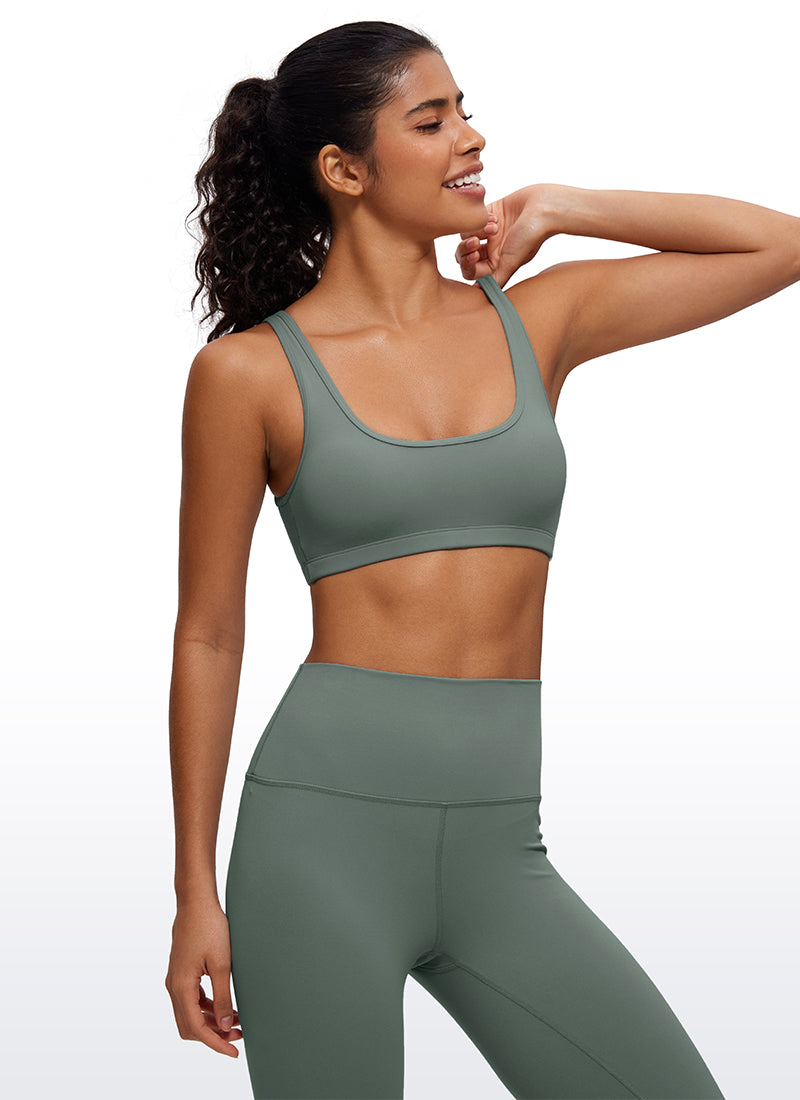 CRZ YOGA Women Butterluxe Scoop Neck Cami Padded Mini Bra Grey Sage