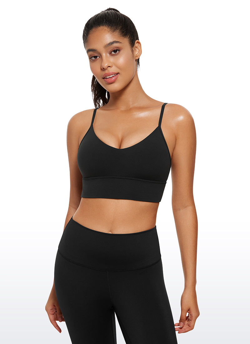 CRZ YOGA Butterluxe Bra Olahraga Wanita Model Camisole V-Neck Panjang Warna Hitam