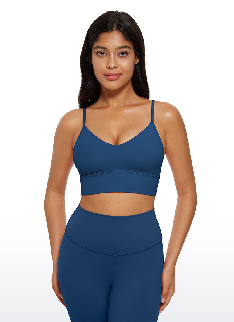 CRZ YOGA Butterluxe Bra Olahraga Wanita Model Camisole V-Neck Panjang Warna Biru Laut Prancis