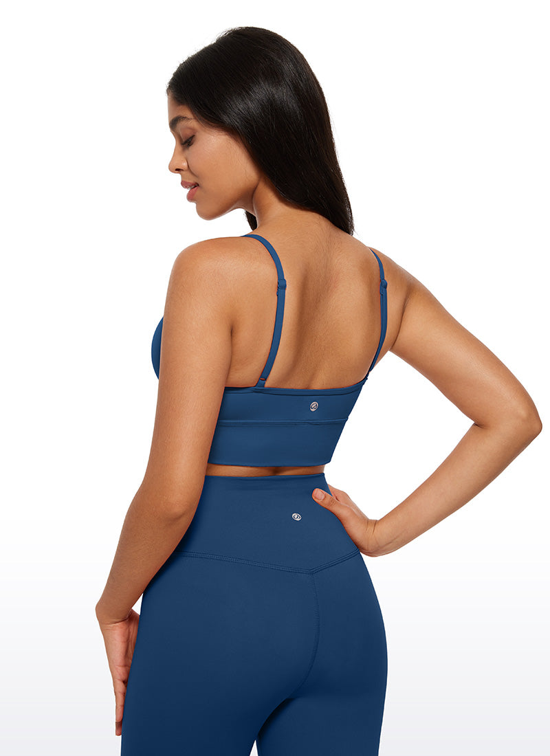 CRZ YOGA Butterluxe Bra Olahraga Wanita Model Camisole V-Neck Panjang Warna Biru Laut Prancis