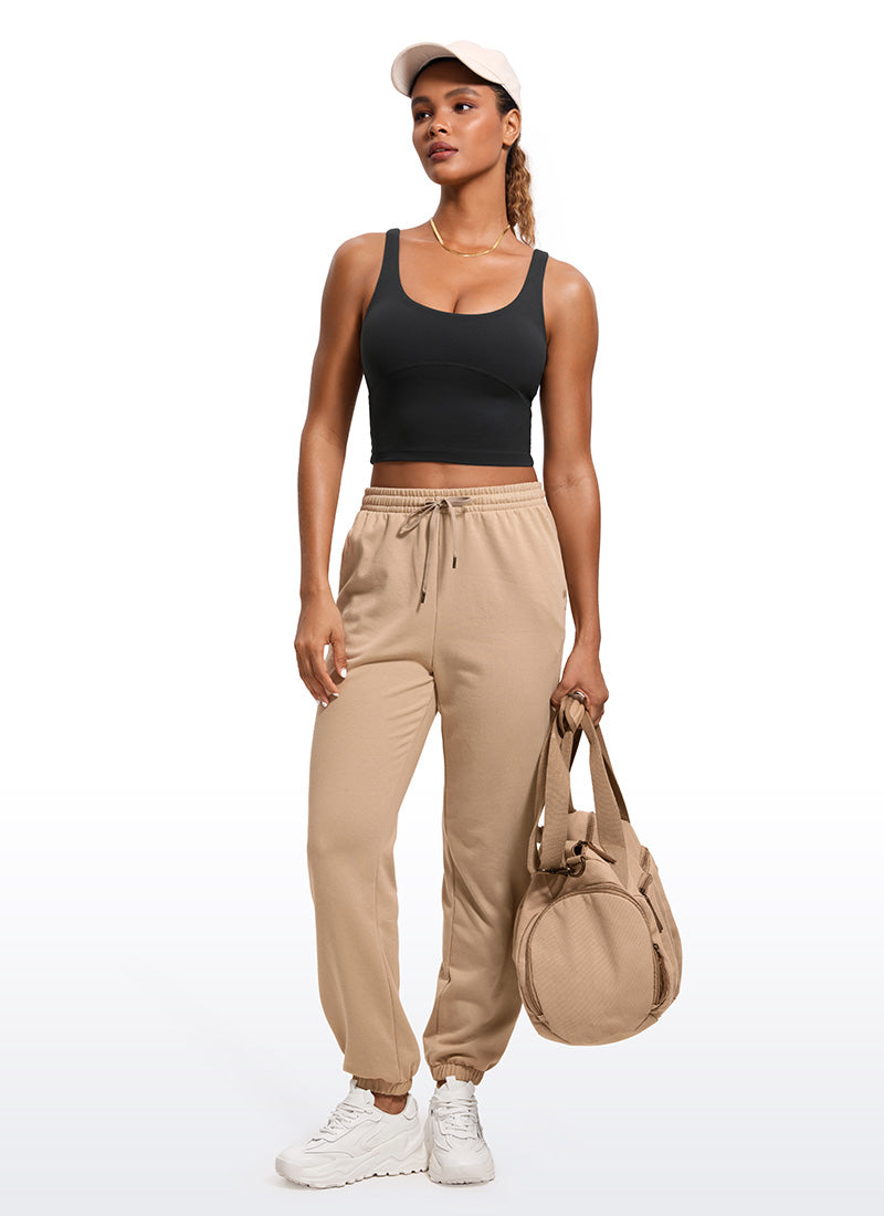 CRZ YOGA Atasan Wanita Model Ketat Butterluxe Tank Top dengan Bra Terintegrasi dan Punggung Berbentuk U, Warna Hitam