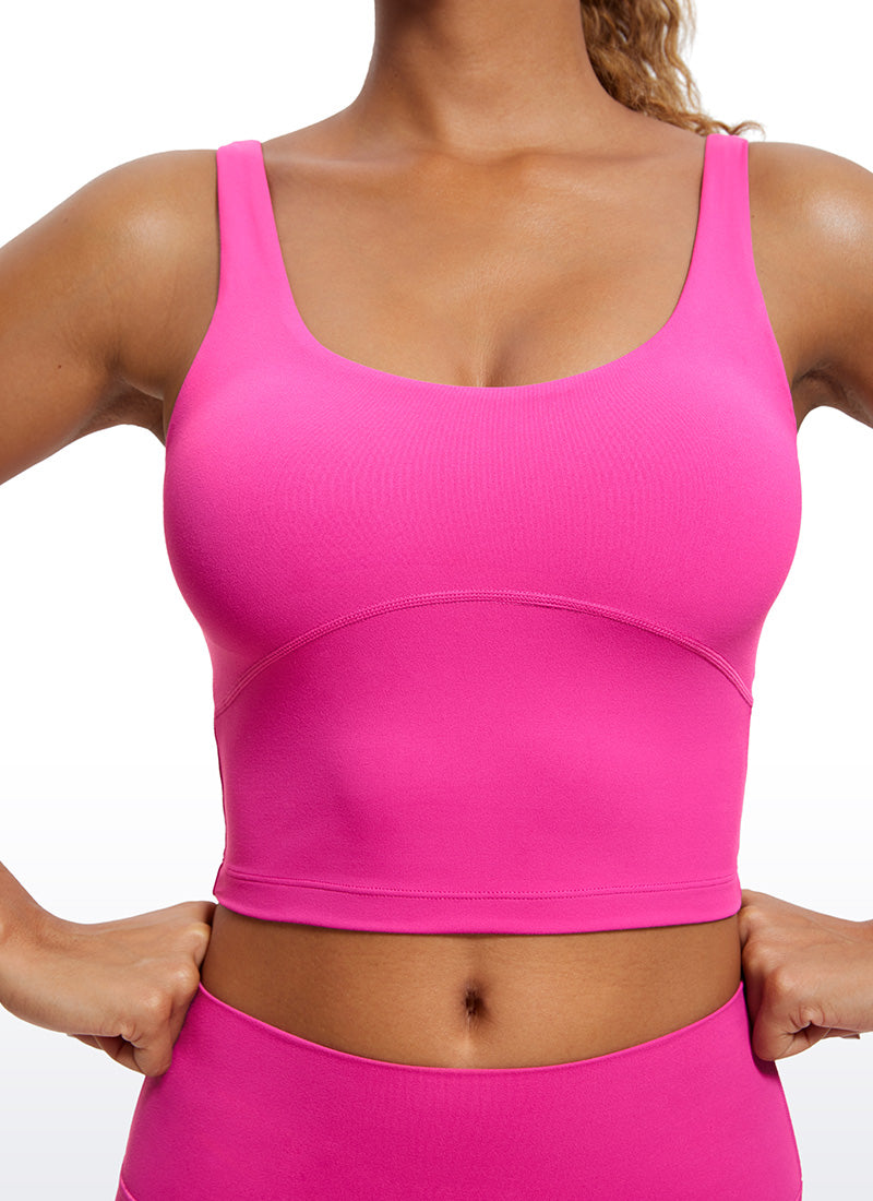 CRZ YOGA Atasan Wanita Model Ketat Butterluxe Tank Top dengan Bra Terintegrasi dan Punggung Berbentuk U, Warna Ungu Hibiscus