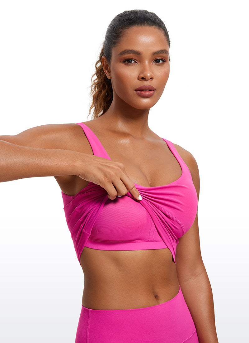 CRZ YOGA Atasan Wanita Model Ketat Butterluxe Tank Top dengan Bra Terintegrasi dan Punggung Berbentuk U, Warna Ungu Hibiscus