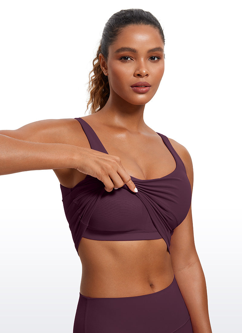 CRZ YOGA Atasan Wanita Model Ketat Butterluxe Tank Top dengan Bra Terintegrasi dan Punggung Berbentuk U, Warna Ungu Tua