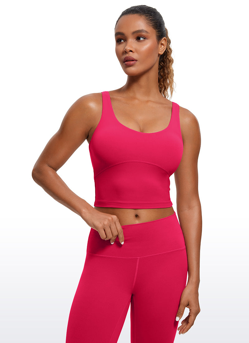 CRZ YOGA Atasan Wanita Model Ketat " Butterluxe " dengan Bra Terintegrasi, Model Tank Top Punggung Terbuka, Warna Viva Magenta