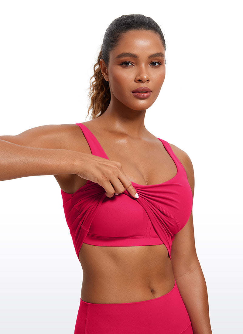 CRZ YOGA Atasan Wanita Model Ketat " Butterluxe " dengan Bra Terintegrasi, Model Tank Top Punggung Terbuka, Warna Viva Magenta