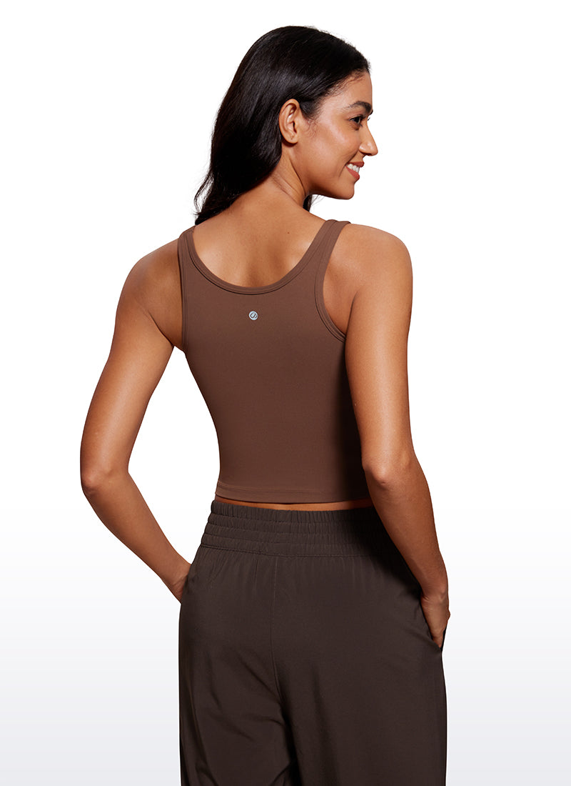 CRZ YOGA Atasan Tank Top Yoga Wanita dengan Potongan Ketat dan Punggung Racer Butterluxe , Warna Cokelat Kopi