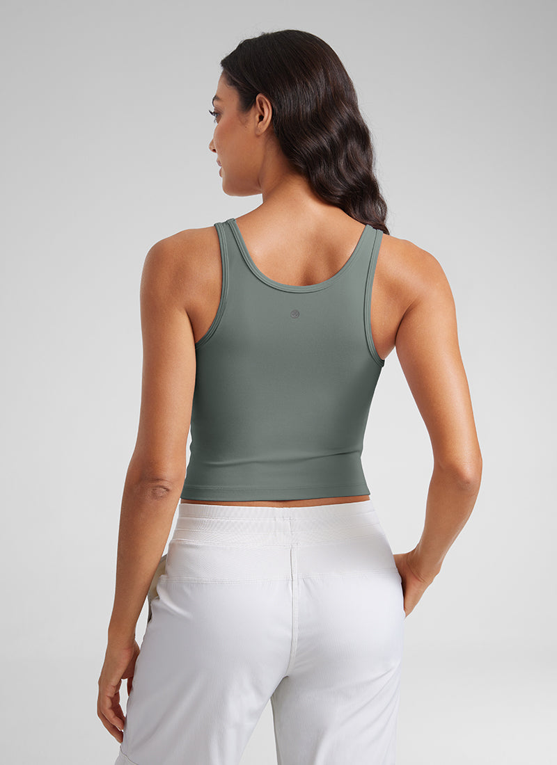 CRZ YOGA Atasan Tank Top Yoga Wanita dengan Potongan Ketat dan Punggung Terbuka ( Butterluxe ) Warna Abu-abu Sage