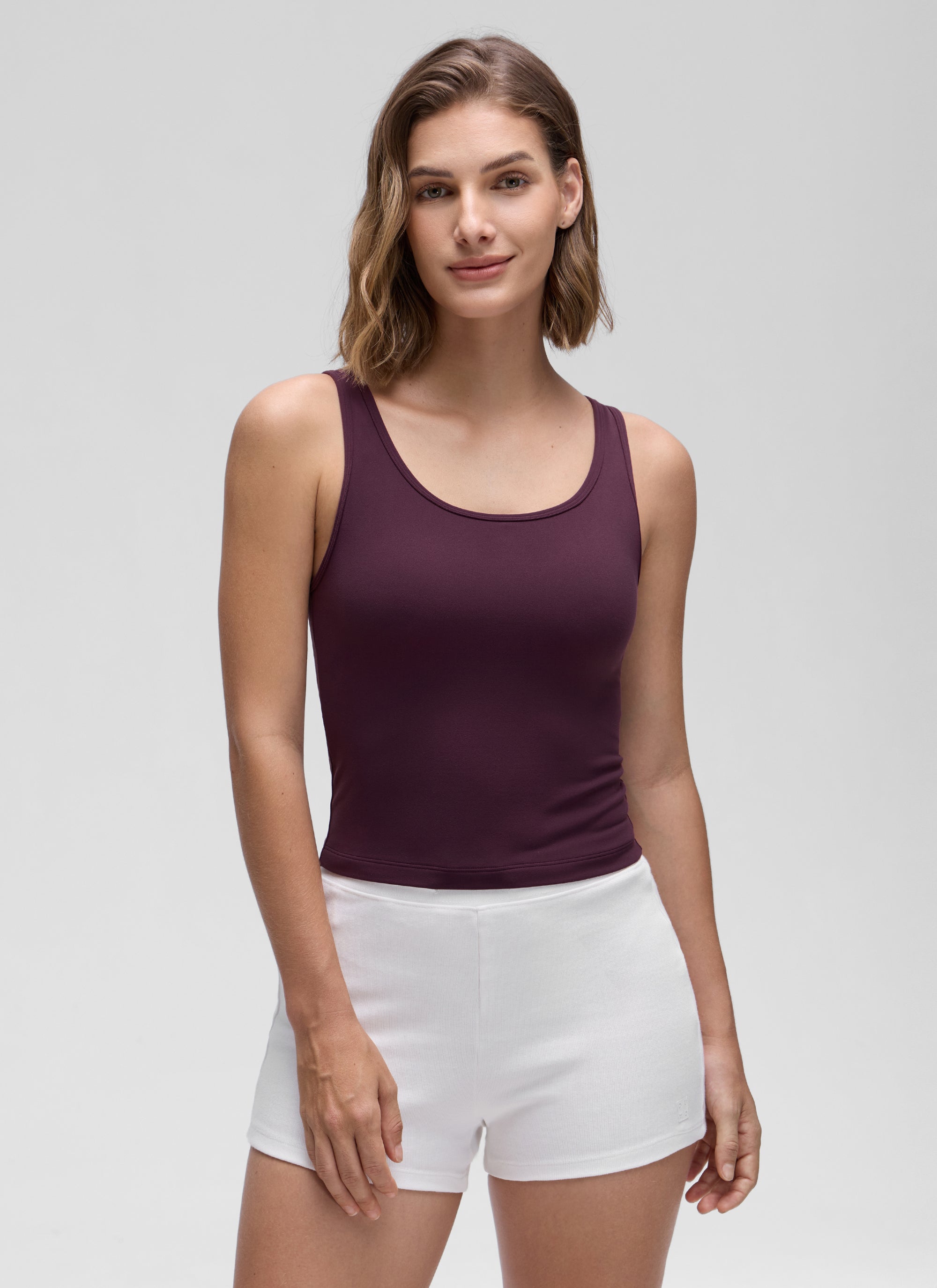 CRZ YOGA Atasan Tank Top Yoga Wanita dengan Potongan Ketat dan Punggung Terbuka ( Butterluxe ) Warna Ungu Tua