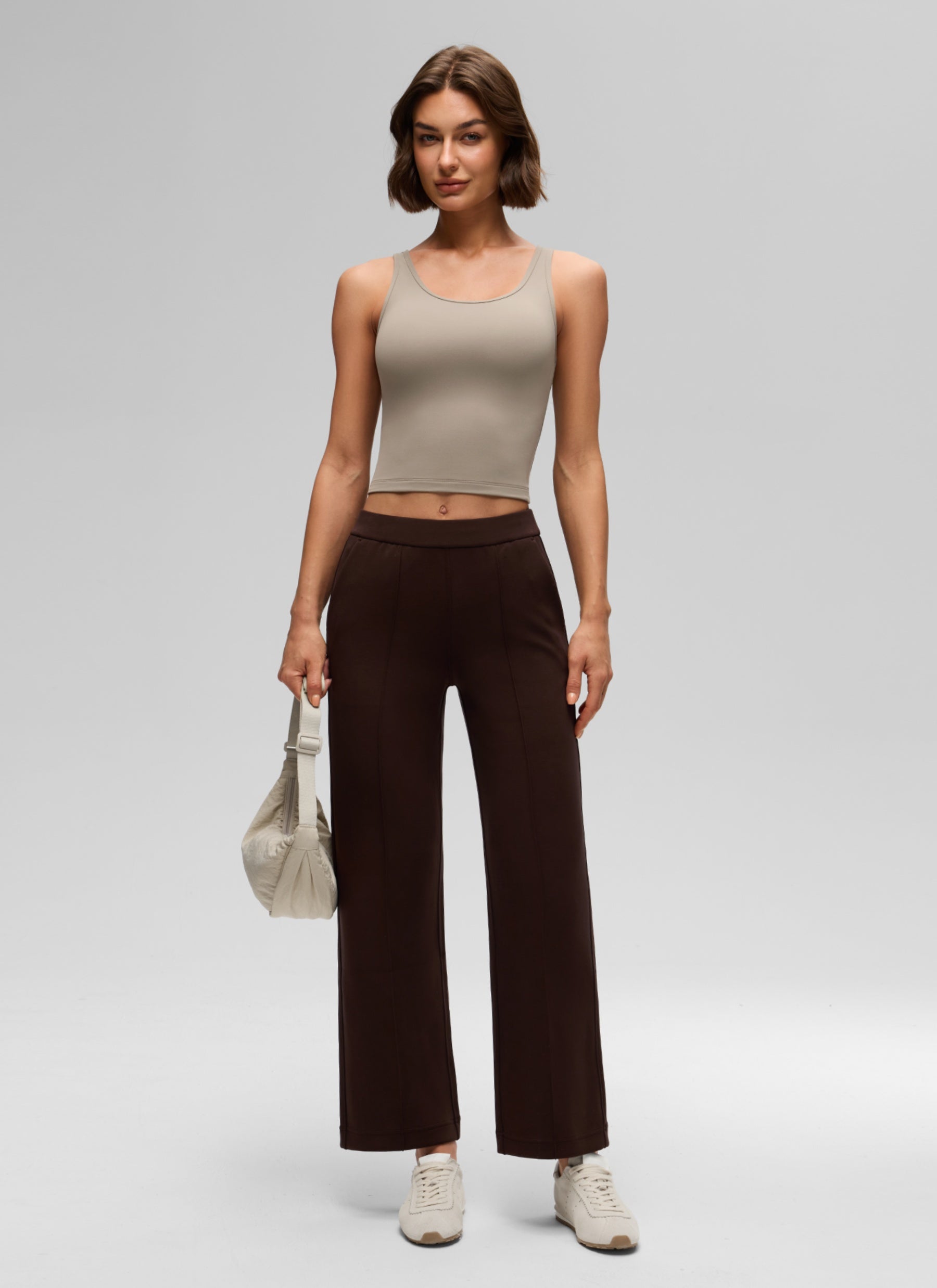 CRZ YOGA Atasan Tank Top Yoga Wanita dengan Potongan Ketat dan Desain Punggung Balap ( Butterluxe ), Warna Abu-abu Hangat