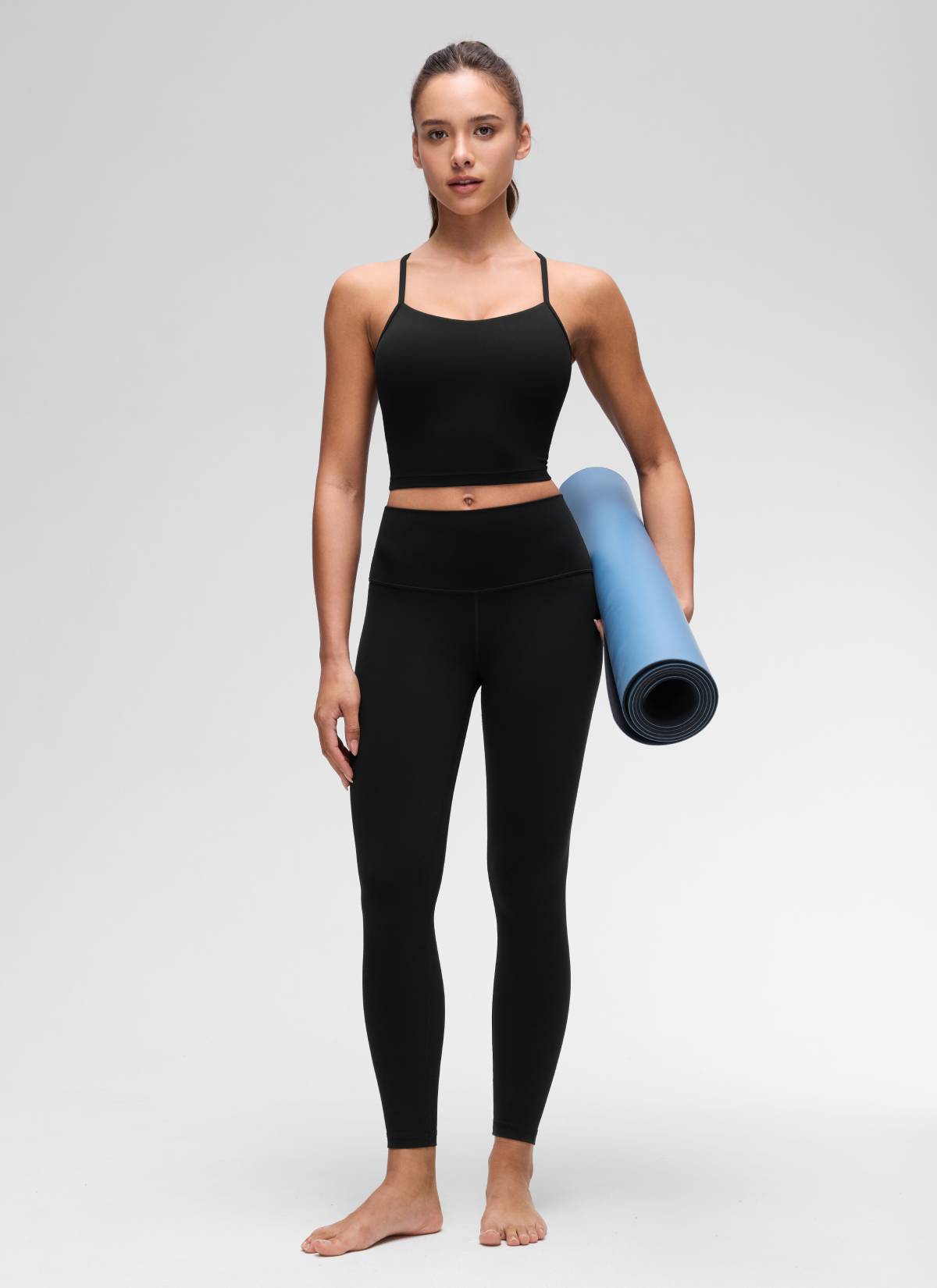 CRZ YOGA Bra Olahraga Wanita dengan Potongan Punggung Y dan Garis Panjang ( Butterluxe ), Atasan Tank Top Pendek, Warna Hitam