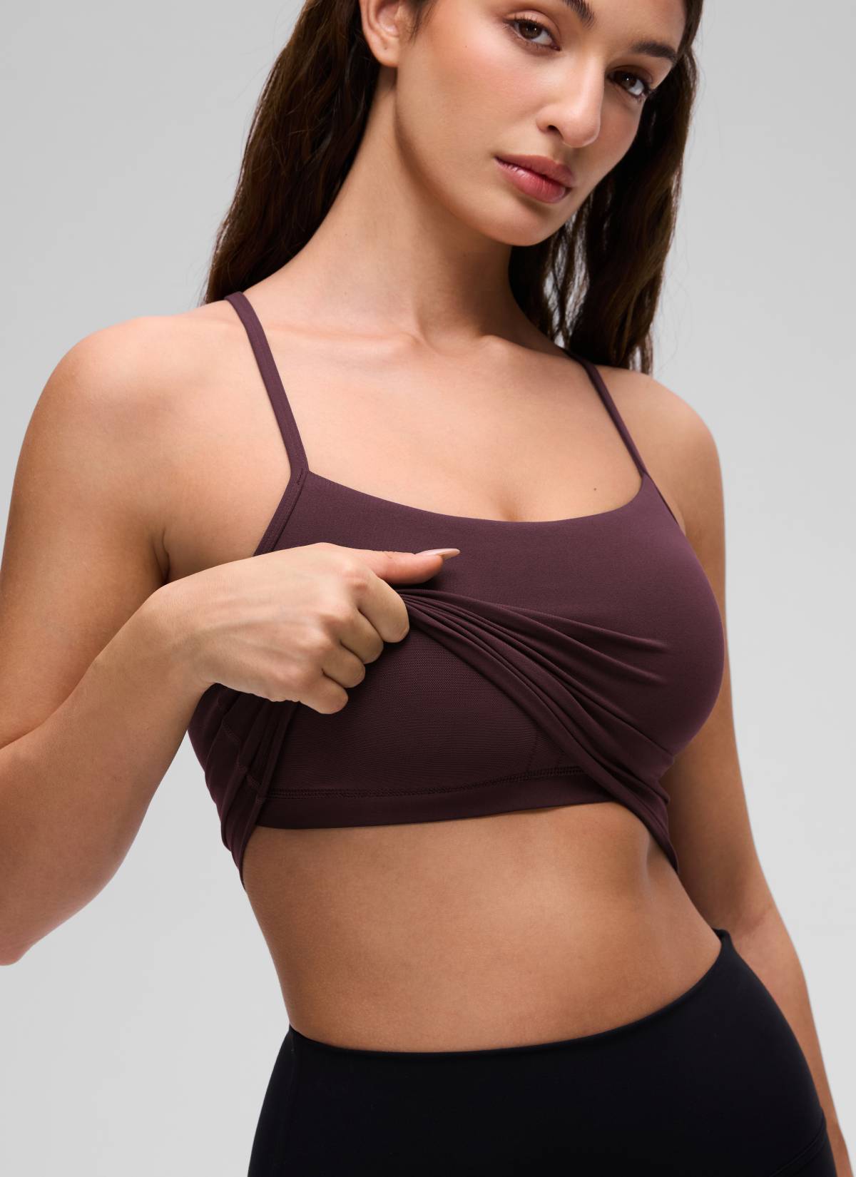 CRZ YOGA Bra Olahraga Wanita dengan Desain " Butterluxe " dan Punggung Berbentuk Y, Model Longline, serta Atasan Crop Tank Top Warna Ripe Plum