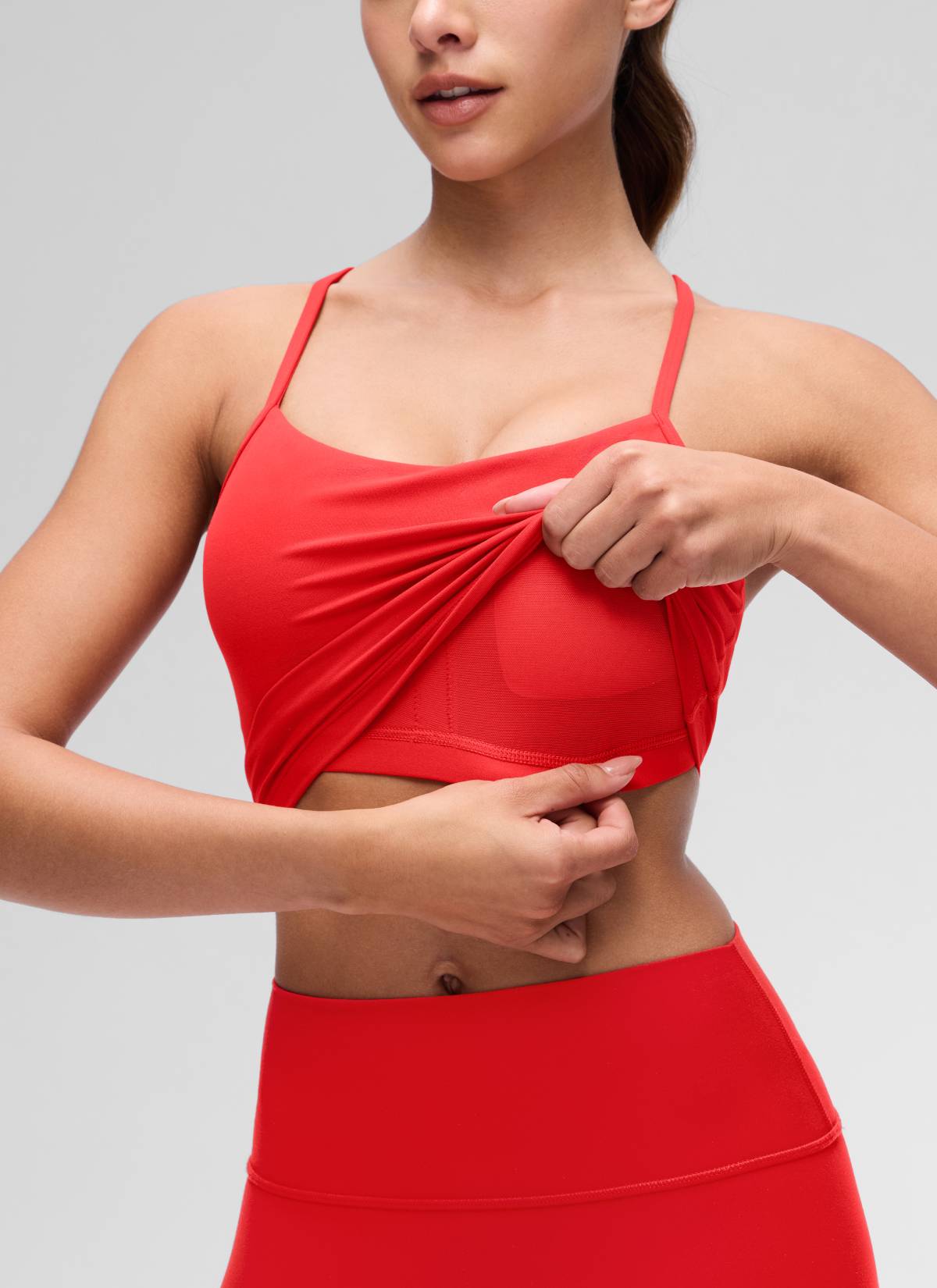 CRZ YOGA Bra Olahraga Wanita dengan Desain " Butterluxe " dan Punggung Berbentuk Y, Model Longline, Tank Top Pendek, Warna Merah Tua