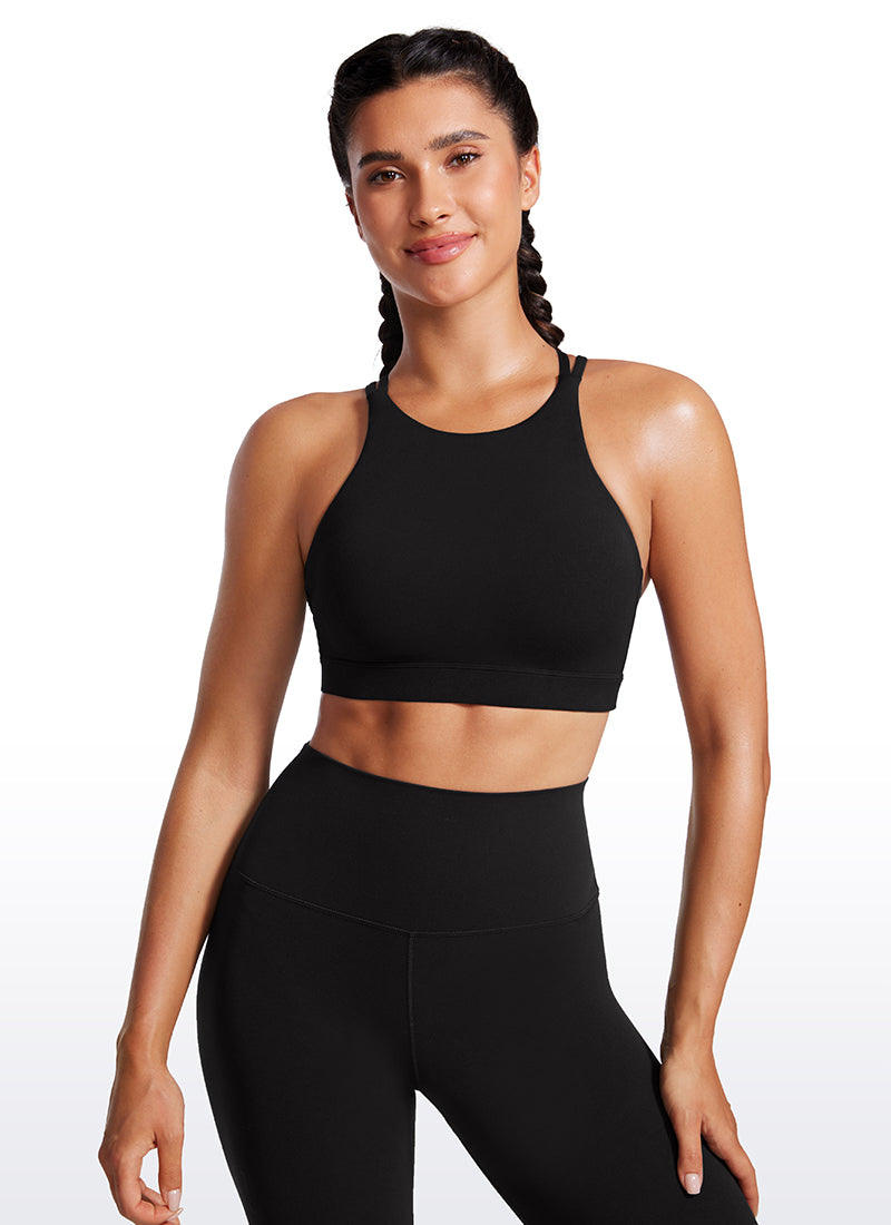 CRZ YOGA Bra Olahraga Longline Butterluxe Wanita Punggung Silang Hitam