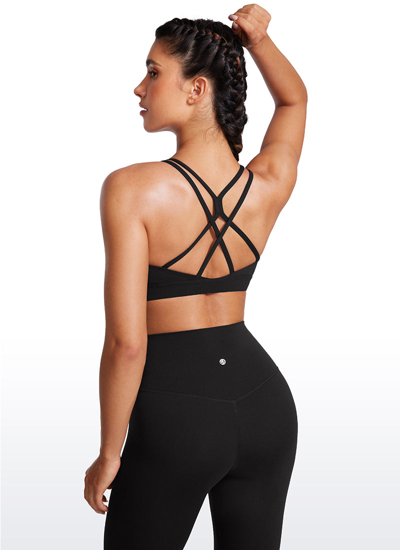 CRZ YOGA Bra Olahraga Longline Butterluxe Wanita Punggung Silang Hitam